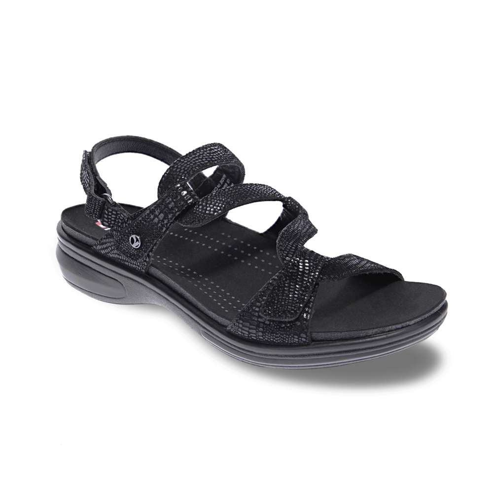 Emerald Adjustable Sandal - Black Lizard