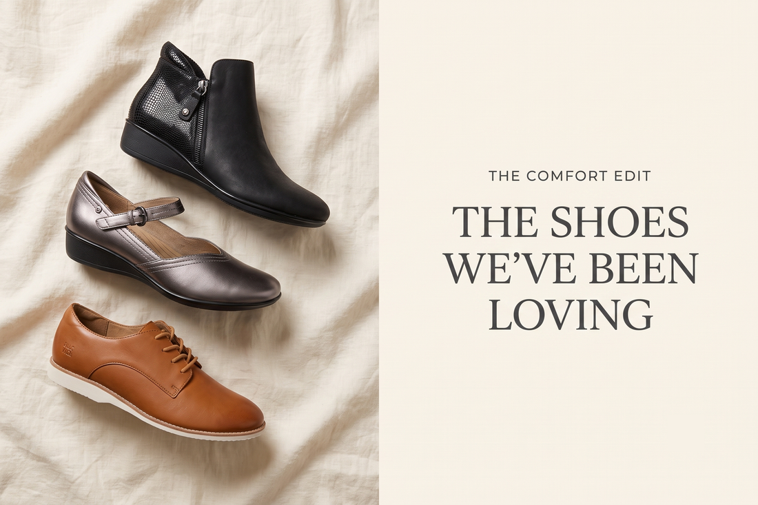 A Revere boot, Mary-Jane flat and tan oxford on cream linen for The Comfort Edit