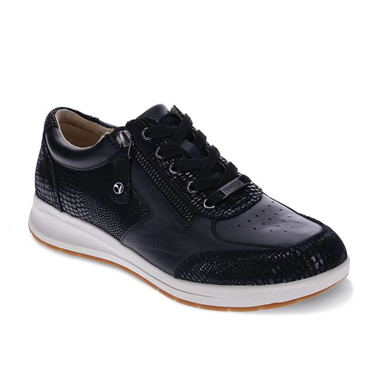 Boston Zip Sneaker - Black/Black Lizard Perf