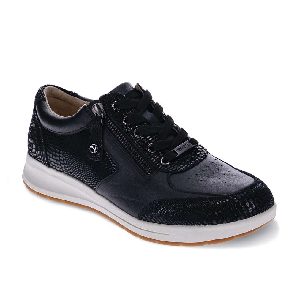 Boston Zip Sneaker - Black/Black Lizard Perf