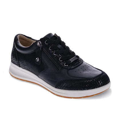 Boston Zip Sneaker - Black/Black Lizard Perf