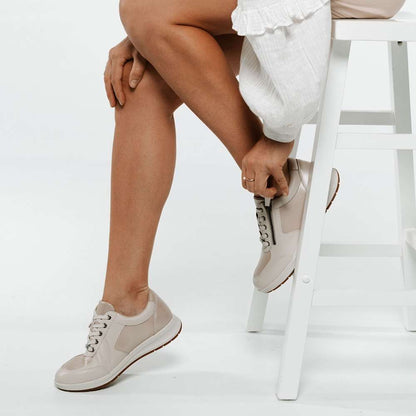 Boston Zip Sneaker - Champagne/Pebble