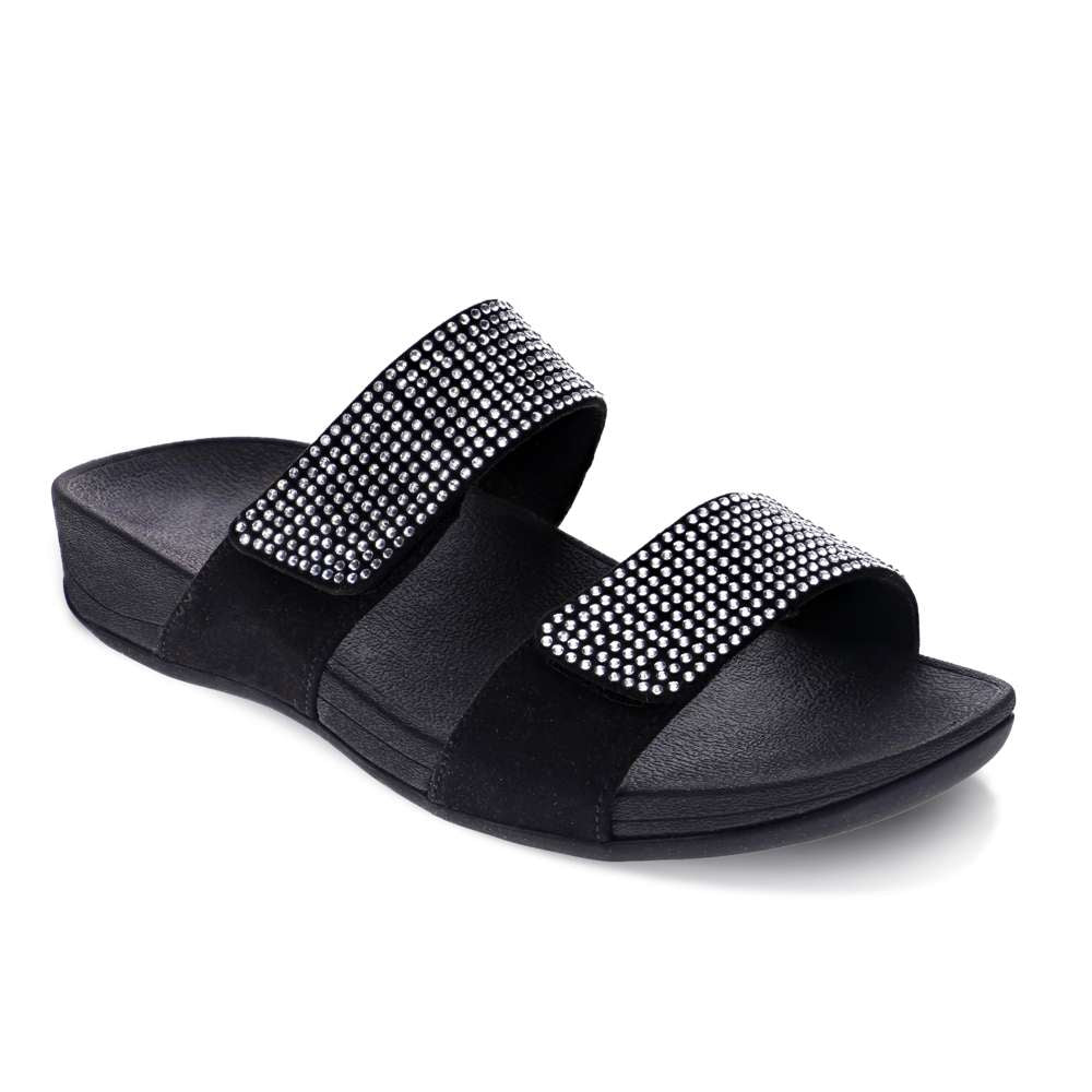 Avoca Slide - Black Rhinestone