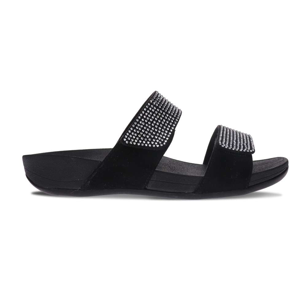 Avoca Slide - Black Rhinestone
