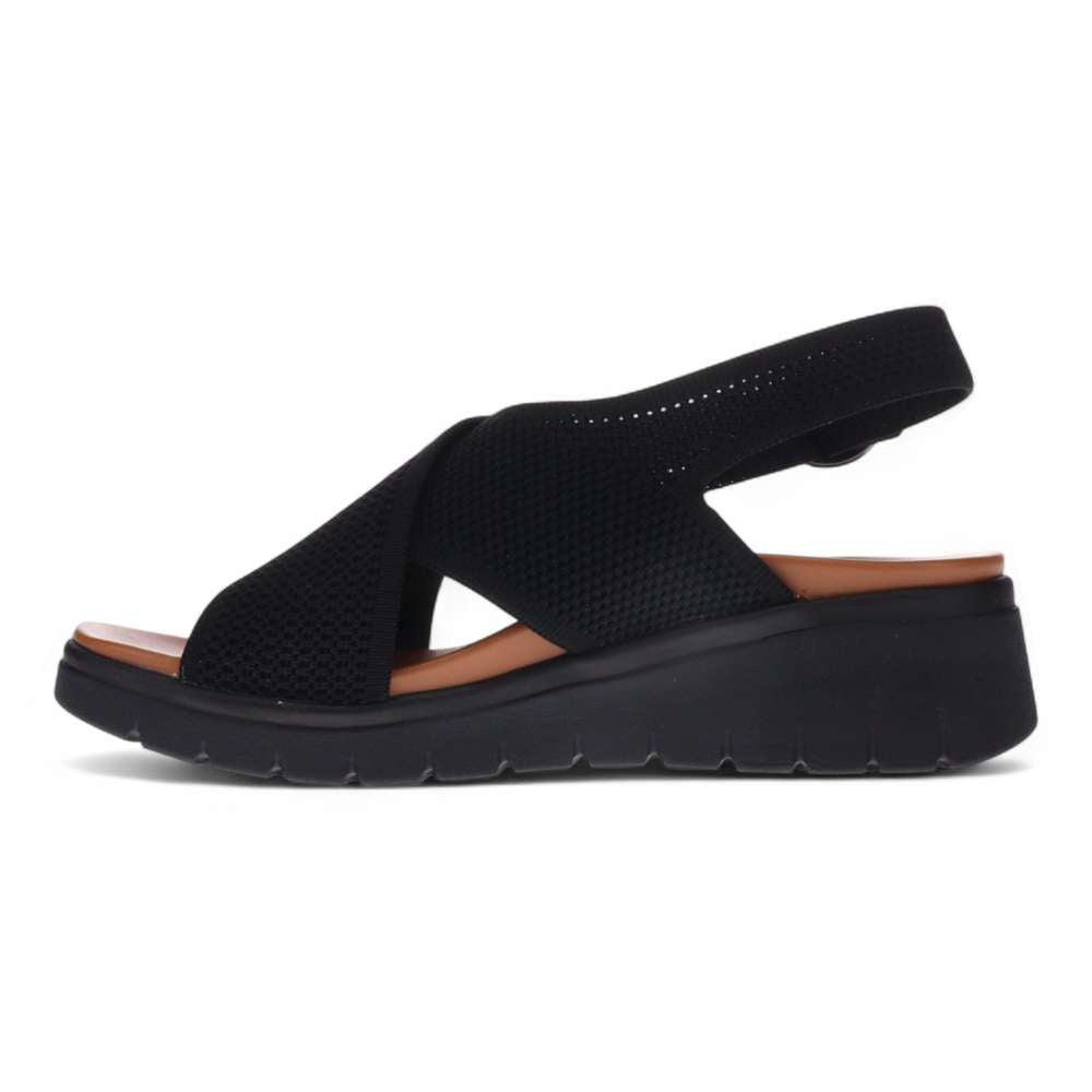 Celia Wedge Sandal - Black/Black