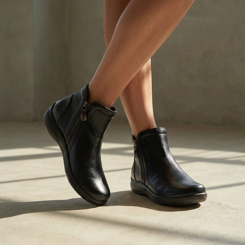 Charleston Zip Boot - Black Pebble