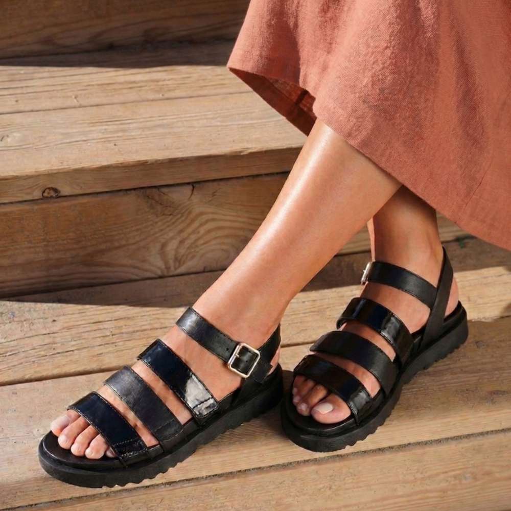 Costa Rica Sandal - Black Sheen