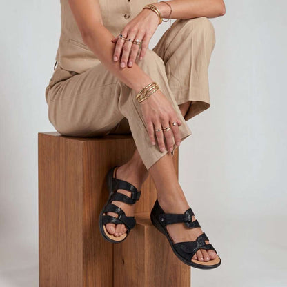 Geneva Sandal - Black Lizard