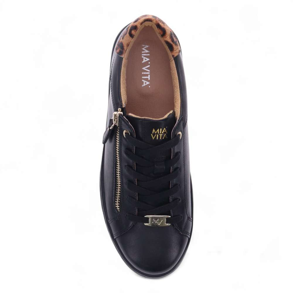 Luna Zip Casual Sneaker - Black Leopard