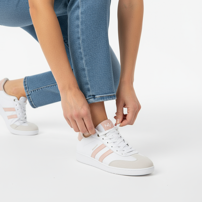 Ramona Lace-Up Casual Sneaker - White/Blush
