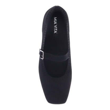 Violet Mary-Jane Flats - Black