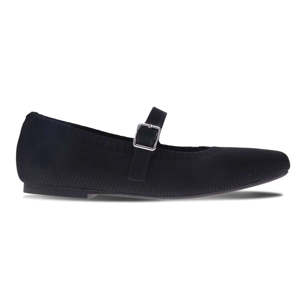 Violet Mary-Jane Flats - Black
