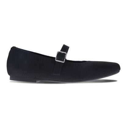 Violet Mary-Jane Flats - Black