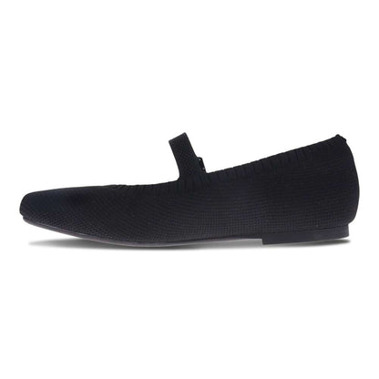 Violet Mary-Jane Flats - Black