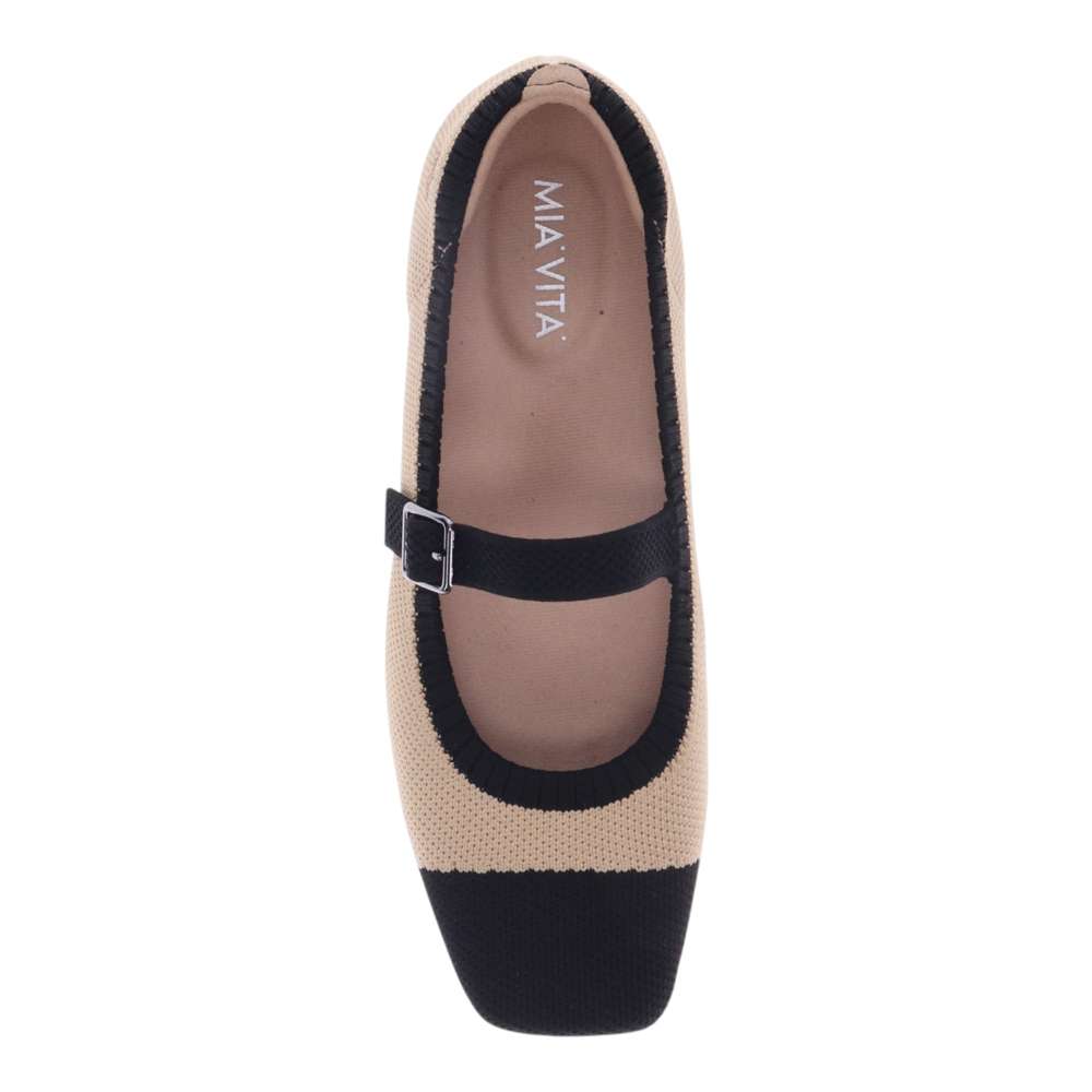 Violet Mary-Jane Flats - Natural Black